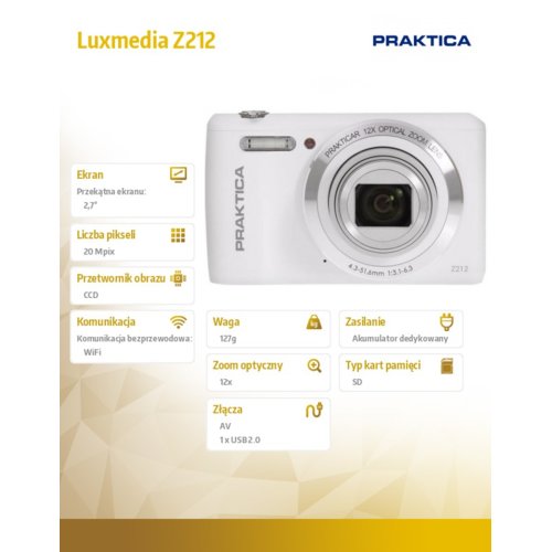 Praktica Aparat Luxmedia Z212 biały