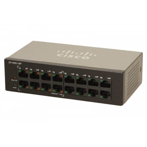 Cisco SB SF100D-16P switch L2 16x10/100 PoE Desktop