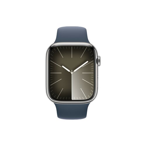 Smartwatch Apple Watch Series 9 GPS + Cellular stal nierdzewna 45mm srebrny + opaska sportowa S/M sztormowy błękit