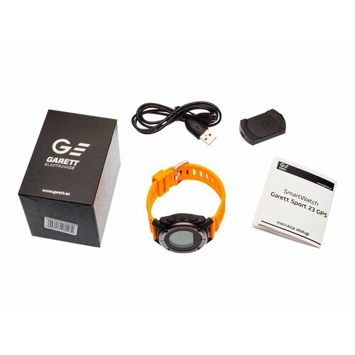 Garett Electronics SMARTWATCH ZEGAREK SPORTOWY SPORT23 GPS CZARNO-POMARAŃCZOWY