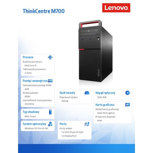 Lenovo Desktop M700  i5-6400  500GB   W10 Pro