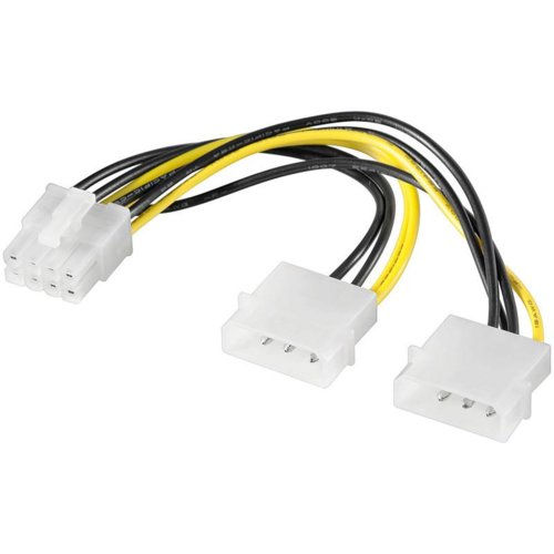 Kabel zasilający Akyga AK-CA-29 ( 2x MOLEX / PCI-E 8pin F-M PVC 0,15m czarno-żółty )