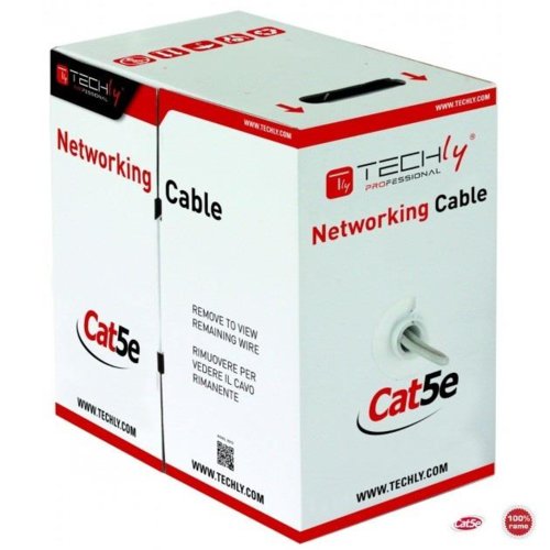 Kabel instalacyjny TechlyPro skrętka Cat5e UTP 4x2 drut 100% miedź 305m, szary ITP7-UTP-IC 