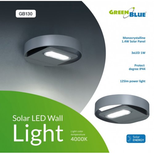 GreenBlue Solarna lampa ścienna okrągła GB130 LED 3W