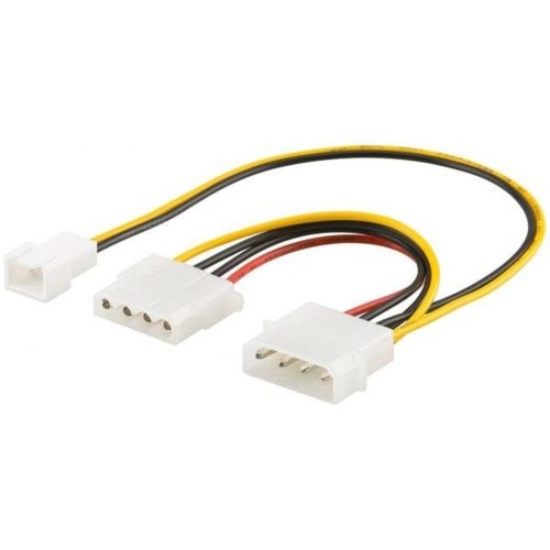 Kabel adapter zasilania wentylatora Manhattan 4-pin Molex na 3-pin 0,20m