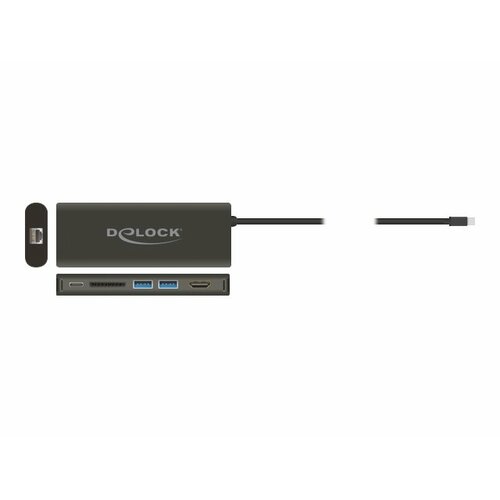 Replikator portów Delock USB Type-C -> HDMI, LAN, 2x USB 3.0, czytnik SD, USB Type-C + zasilanie czarny