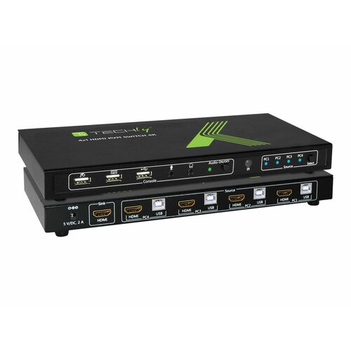 Techly 4-portowy przełącznik KVM HDMI/USB 4x1 z audio