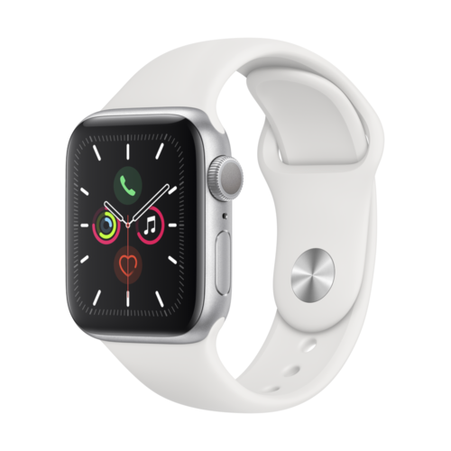 Apple Watch Serii 5 GPS 40mm srebrne aluminium z białym sportowym paskiem