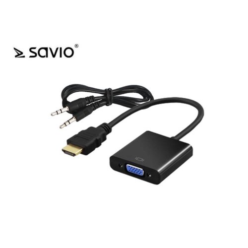 Kabel adapter Savio CL-23/B HDMI - VGA
