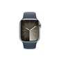 Smartwatch Apple Watch Series 9 GPS + Cellular stal nierdzewna srebrna 41 mm + opaska sportowa sztormowy błękit S/M