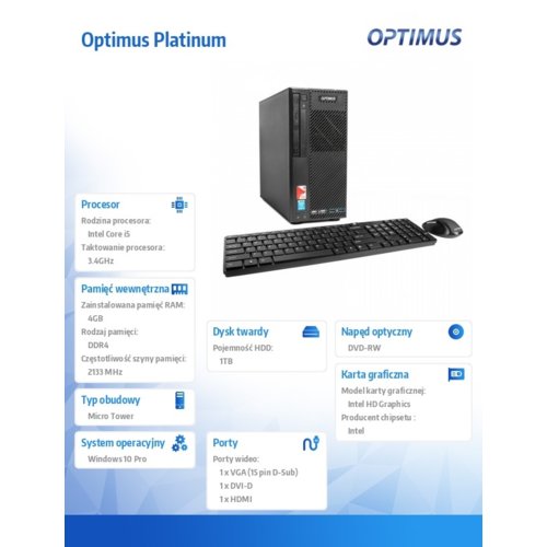 OPTIMUS Platinum GH110T i5-7500/4GB/1TB/DVD/W10P