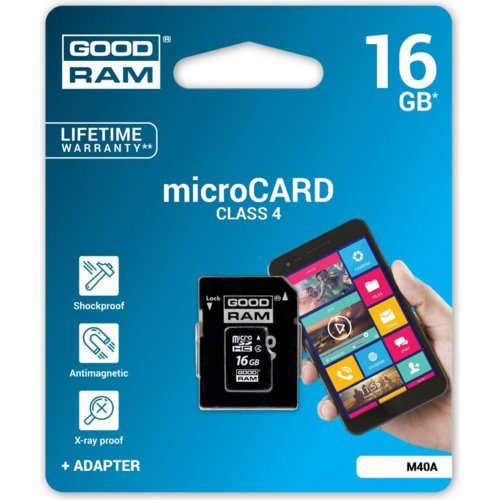 Karta pamięci MicroSDHC GOODRAM 16GB Class4 + Adapter