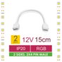 Whitenergy Złączka do taśm LED z kablem | RGB | dwustronna | IP20 | biała | 2 szt | 2 x 4 pin męski | 15 cm