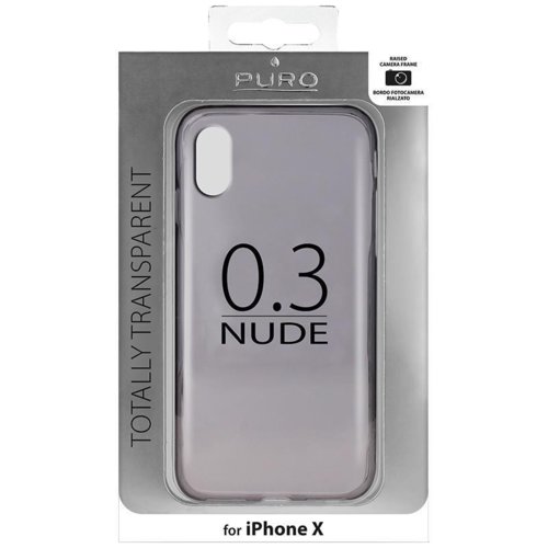 PURO 0.3 Nude - Etui iPhone X (czarny przezroczysty)