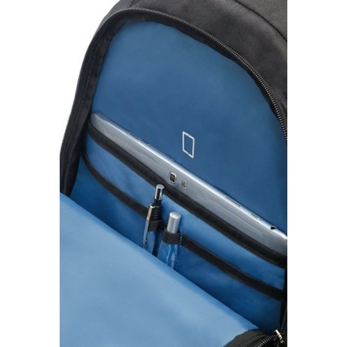 Samsonite Plecak na notebooka 33G-09-003 17,3" Czarny, błękitne akcenty i logo American Tourister.