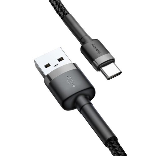 Kabel Baseus Cafule CATKLF-CG1 (USB 2.0 - USB typu C ; 2m; Szaro-czarny)