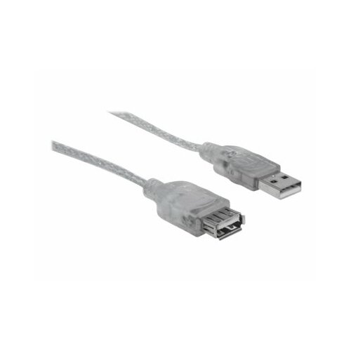 Kabel USB Manhattan przedłużacz USB 2.0 A-A M/F 4,5m, srebrny