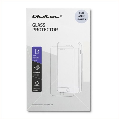 Szkło ochronne hartowane PREMIUM Qoltec do Apple iPhone X | 6D | PEŁNE | CZARNE