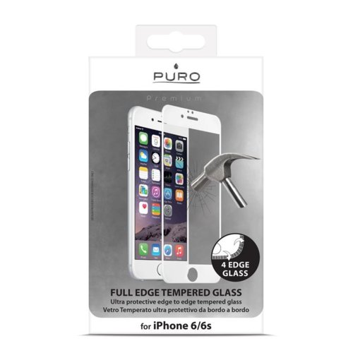 PURO Premium Full Edge Tempered Glass - Szkło ochronne hartowane na ekran iPhone 8 / 7 / 6s / 6 (biała ramka)