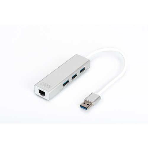 Digitus HUB/Koncentrator 3-portowy USB 3.0 SuperSpeed z Gigabit LAN adapter