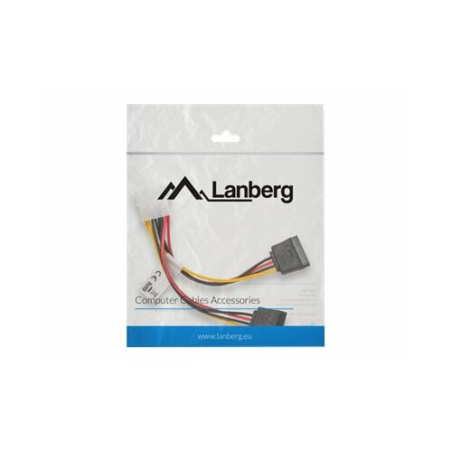 LANBERG Kabel Molex zasilający - SATA x2 M/F 15cm