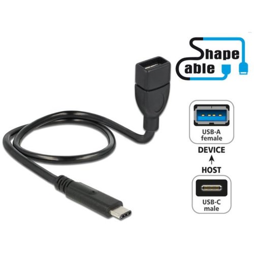 Przedłużacz USB Delock Type-C (M)-AF 2.0 50cm profilowany