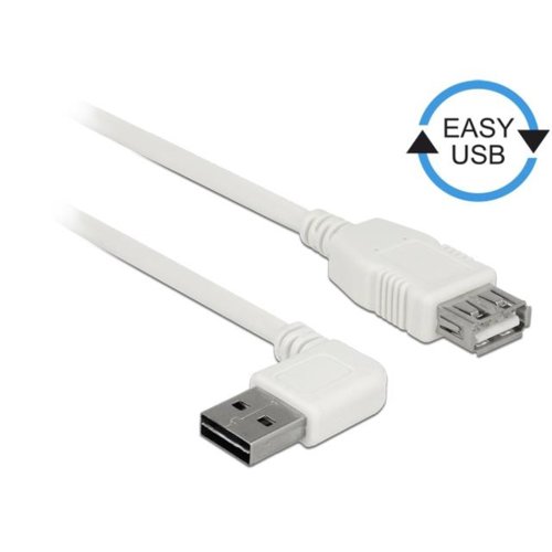Przedłużacz USB 2.0 Delock A(M) - A(F) 0,5m biały kątowy lewo/prawo Easy-USB