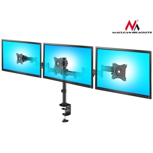 Maclean Uchwyt biurkowy na 3 monitory LCD podwójne ramiona MC-691 13"-27" 8kg
