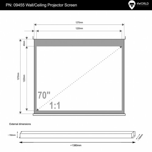 4World Ekran Projection screen+pilot 127x127