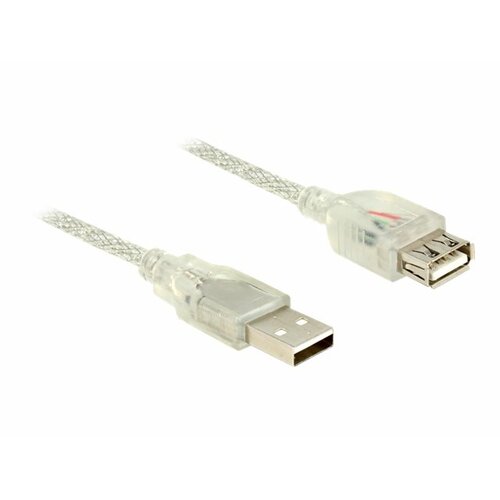 Delock KABEL USB 2.0 AM-AF 2m + Ferryt (przezroczysty)