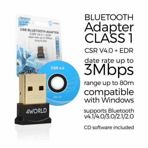 4world Adapter Bluetooth 4.0 EDR USB SuperSpeed Class1 zasięg 80m