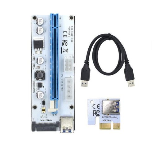 Qoltec Riser PCi-E 1x-16x | USB 3.0 | uniwersalny | 008S | SATA/MOLEX/PCI-E