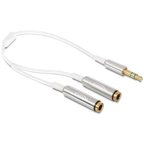 Przewód Delock Stereofoniczny przewód audio męski 3,5 mm 3-pinowy do 2 x stereofoniczny żeński 3,5 mm 3-pinowy 65355