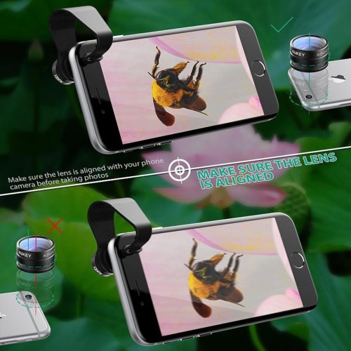 AUKEY PL-A2 zestaw obiektywów do smartphone 2w1 | fisheye 160 | macro x20