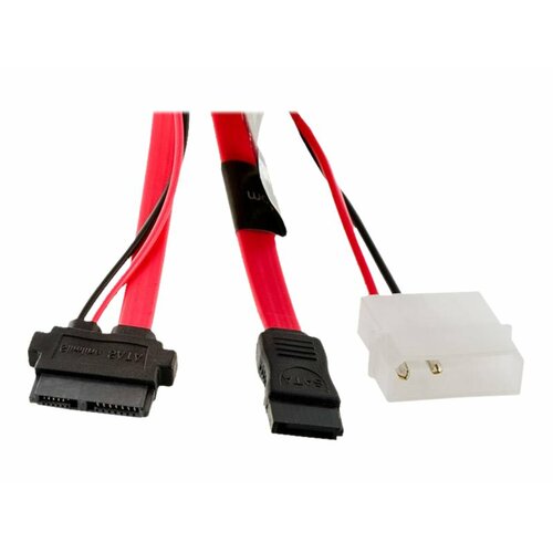 4world Kabel Zasilający HDD | SATA 2 | Slimline SATA-SATA | LP4 adapter | 50cm| prawy czerwony