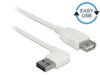 Przedłużacz USB 2.0 Delock A(M) - A(F) 0,5m biały kątowy lewo/prawo Easy-USB