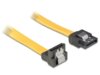 Kabel SATA DATA II 1m z zatrzaskami metalowymi kątowe dół/prosto żółty Delock