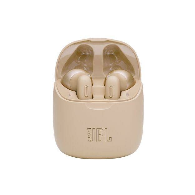 Słuchawki JBL Tune 225TWS Gold słuchawki w otwartym etui od przodu