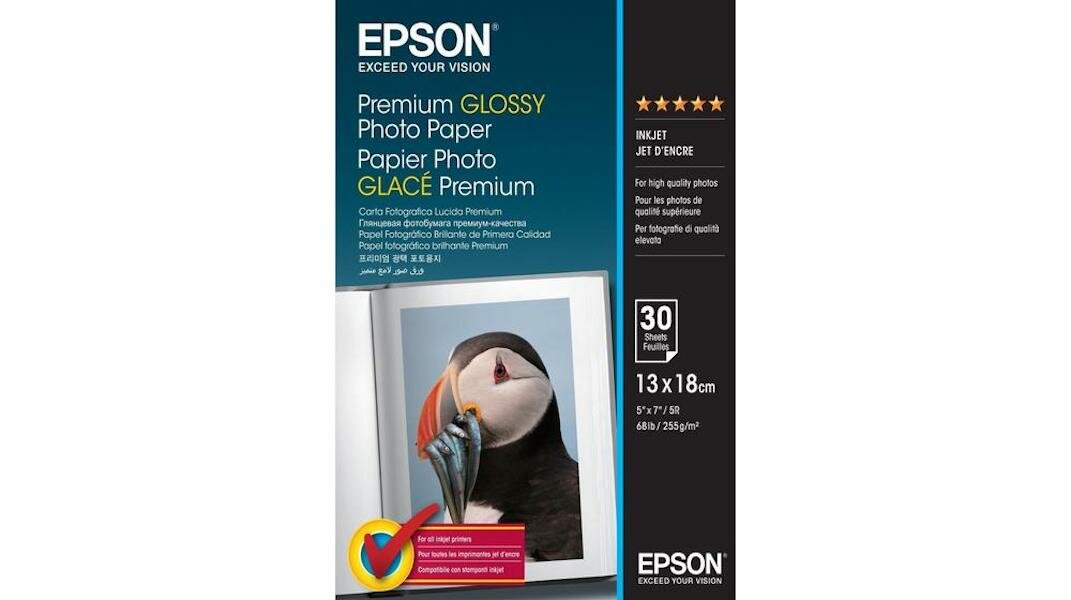 Papier do drukarki Epson Premium Glossy Photo Paper 255g 30ark opakowanie widoczne frontem