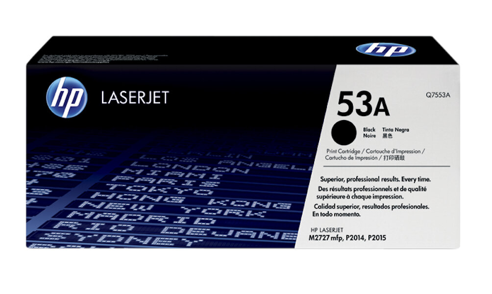 Oryginalny wkład z czarnym tonerem LaserJetHP 53A Q7553A opakowanie