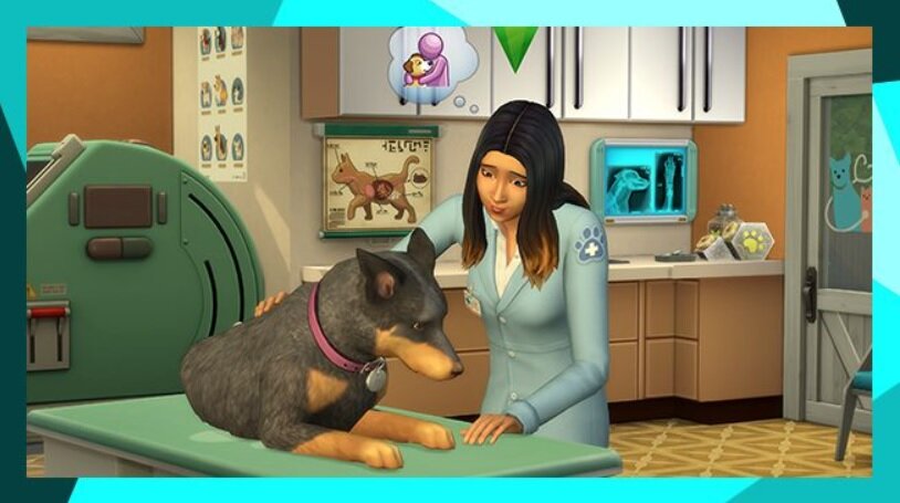 Dodatek do gry Electronic Arts The Sims 4 Psy i koty na PC pokazane pies u weterynarza w grze
