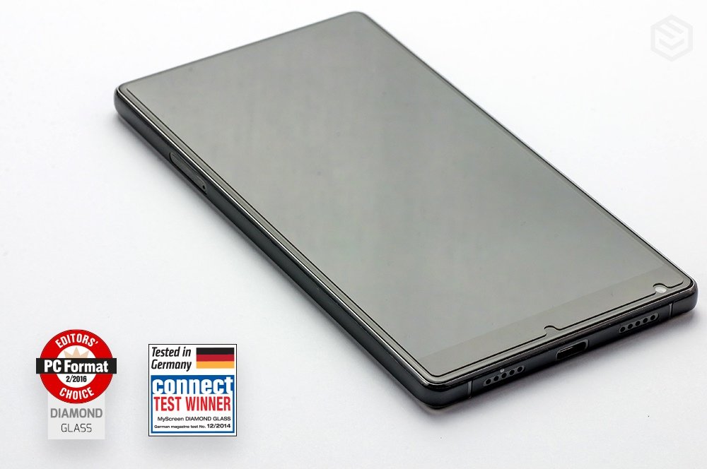 Szkło hartowane MyScreen DIAMOND GLASS do Samsung Galaxy Tab S4 10,5 czarne widok od góry na tablet z nałozonym szkłem
