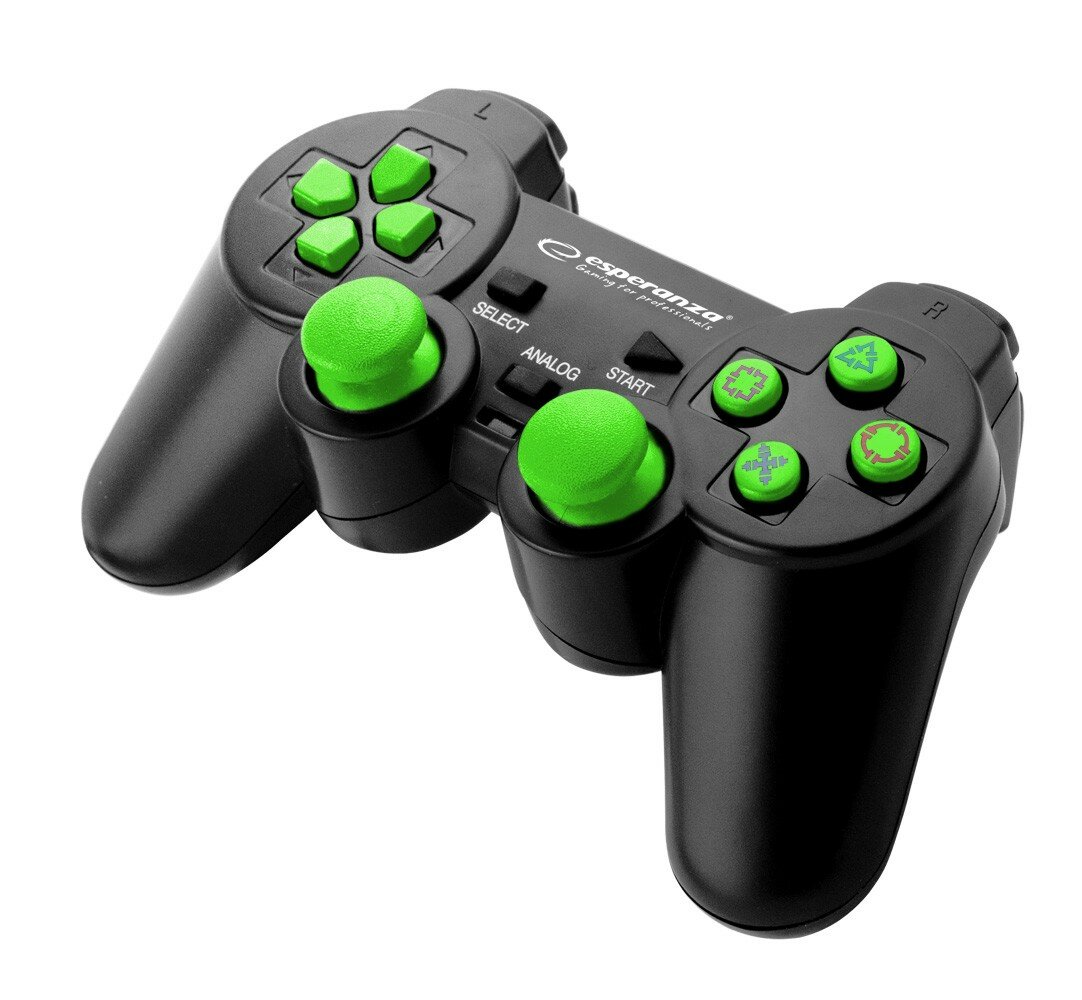 Gamepad Esperanza EGG107G PS3/PC USB czarno-zielony zielone przyciski