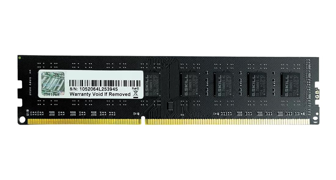Pamięć RAM G.SKILL Value DDR3 8GB CL11 1600MHz widok od frontu