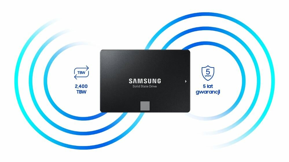 Dysk SSD Samsung 860 EVO MZ-76E4T0B/EU 4TB dysk w poziomie na białym tle