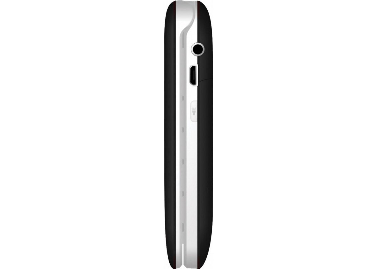 Telefon Maxcom Comfort MM824 czarny z zamkniętą klapką pokazany z boku na białym tle