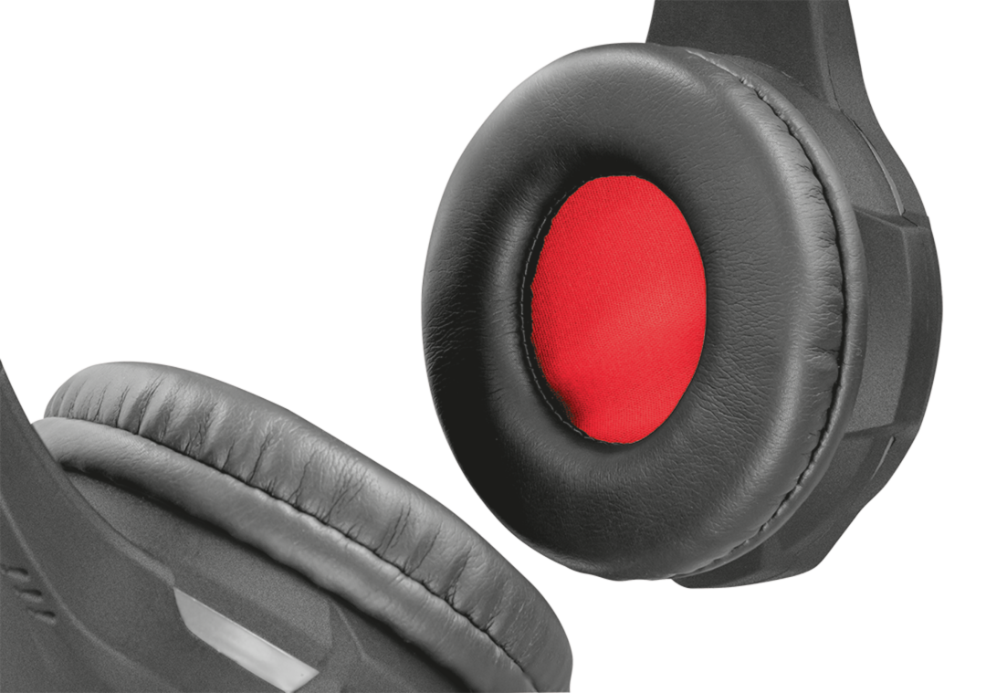 Słuchawki nauszne Trust GXT 307 Ravu czarne, zbliżenie na podkładki uszne