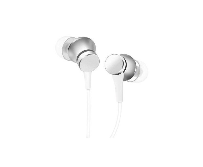 Słuchawki Xiaomi Mi In-Ear Piston Headphones Basic widok na jedną słuchawkę pod skosem w prawo i na drugą pod skosem w lewo