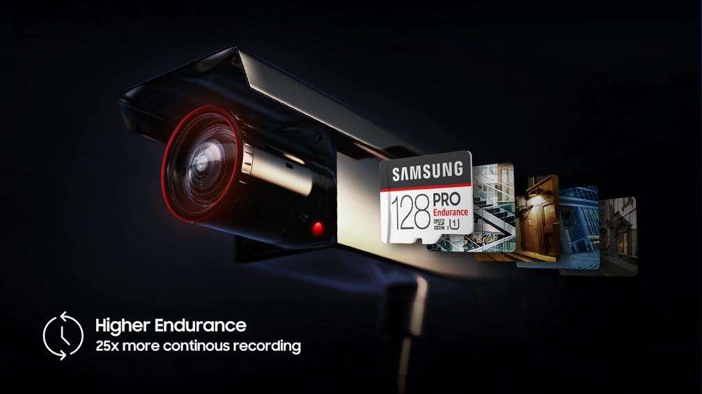 Karta pamięci SD Samsung PRO Endurance 128GB MB-MJ128GA/EU + Adapter widok pod kątem na kartę