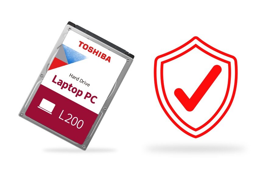 Dysk Toshiba L200 Mobile 1TB 5400rpm od frontu z ikoną ochrony